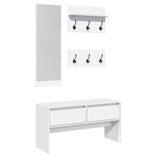 4 Piece Hallway Furniture Set White Engineered Wood 4 Piece Hallway Furniture Set White Engineered Wood