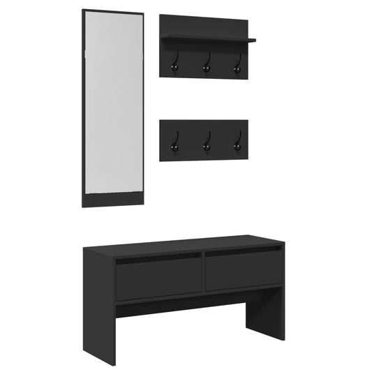 4 Piece Hallway Furniture Set Black Engineered Wood 4 Piece Hallway Furniture Set Black Engineered Wood