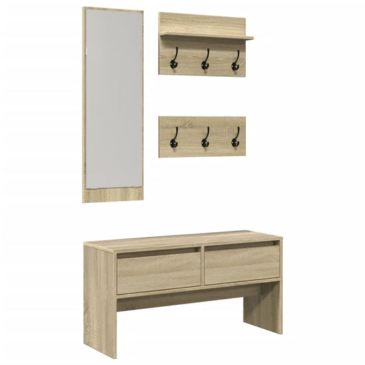 4 Piece Hallway Furniture Set Sonoma Oak Engineered Wood 4 Piece Hallway Furniture Set Sonoma Oak Engineered Wood