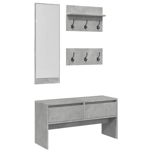 4 Piece Hallway Furniture Set Concrete Grey Engineered Wood 4 Piece Hallway Furniture Set Concrete Grey Engineered Wood