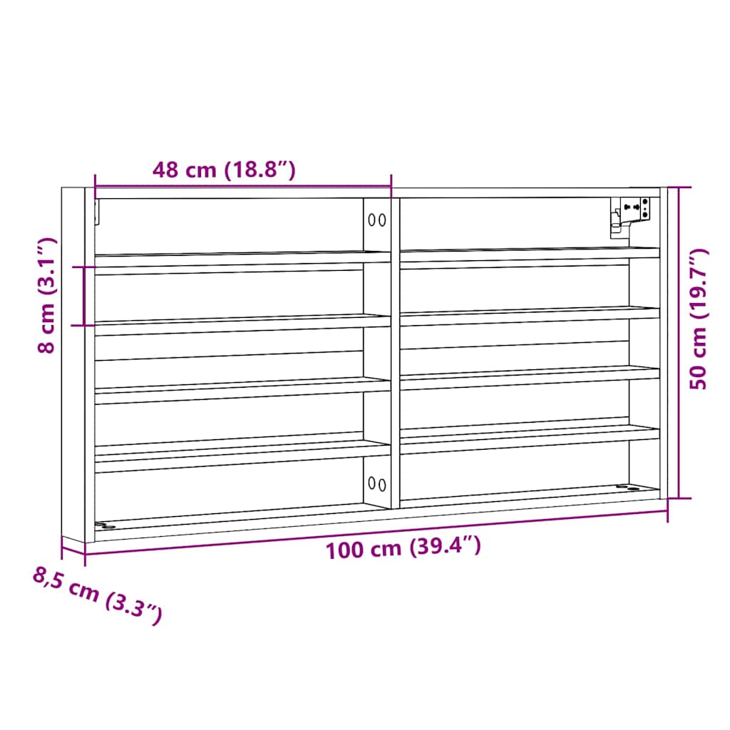 Vitrine Cabinet White 100x8,5x50 cm Engineered Wood