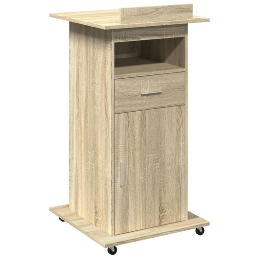 Lectern with Wheels & Drawer Sonoma Oak 55x55x107 cm Lectern with Wheels & Drawer Sonoma Oak 55x55x107 cm