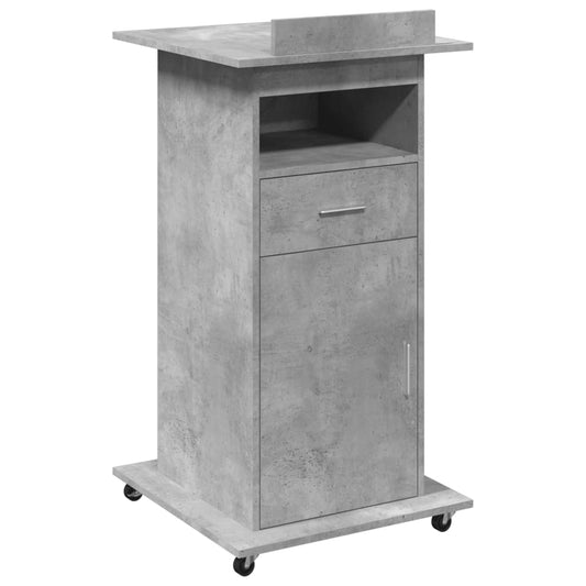 Lectern with Wheels & Drawer Concrete Grey 55x55x107 cm Lectern with Wheels & Drawer Concrete Grey 55x55x107 cm
