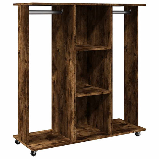Wardrobe with Wheels Smoked Oak 102x38x110 cm Engineered Wood Wardrobe with Wheels Smoked Oak 102x38x110 cm Engineered Wood