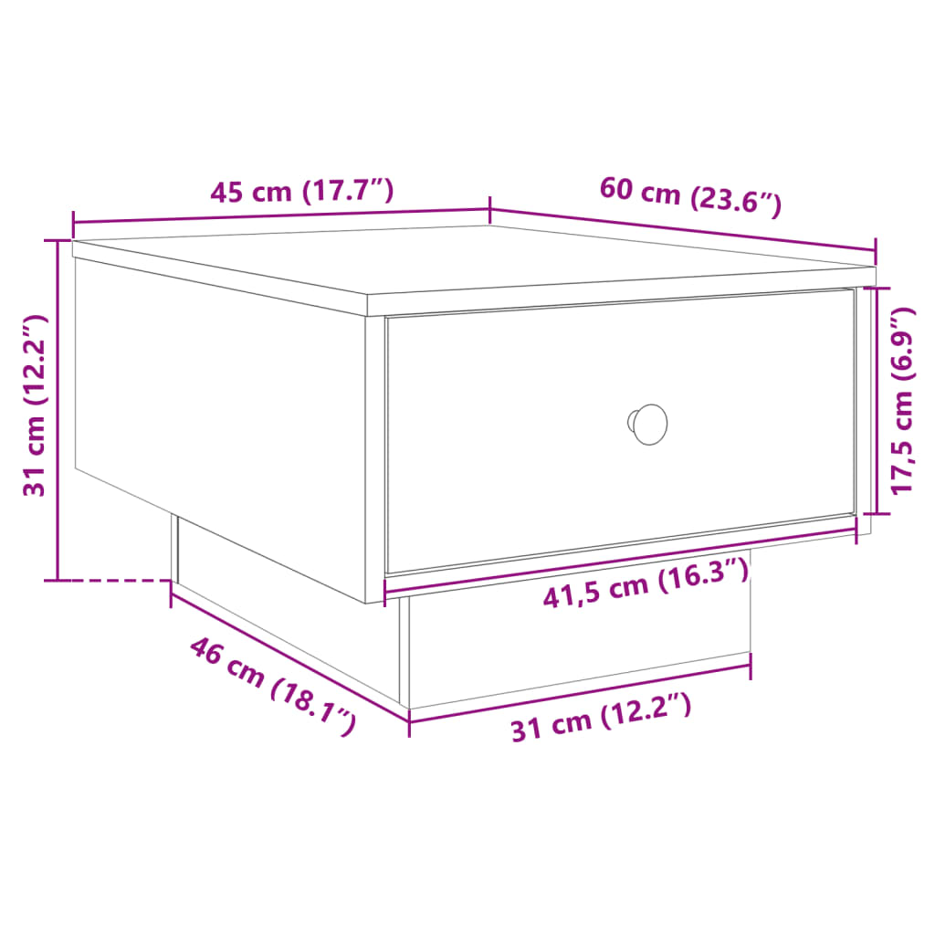 Coffee Table Black 60x45x31 cm Engineered Wood