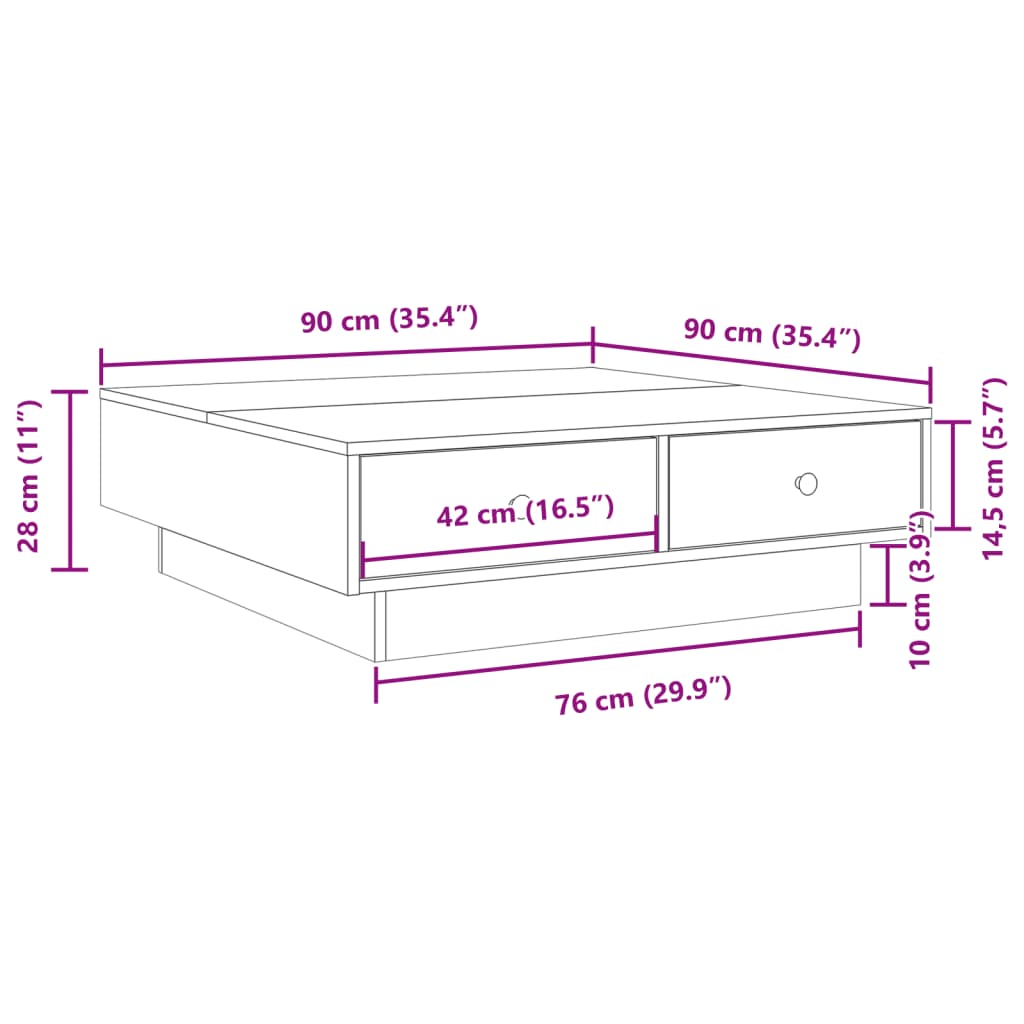 Coffee Table Concrete Grey 90x90x28 cm Engineered Wood