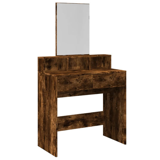 Dressing Table with Mirror Smoked Oak 80x41x144,5 cm Dressing Table with Mirror Smoked Oak 80x41x144,5 cm