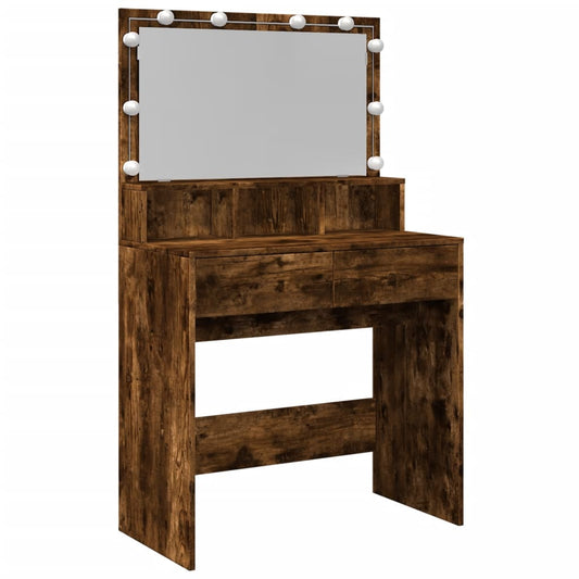 Dressing Table with LED Smoked Oak 80x41x134.5 cm Dressing Table with LED Smoked Oak 80x41x134.5 cm