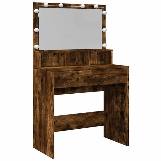 Dressing Table with LED Smoked Oak 80x41x134,5 cm Dressing Table with LED Smoked Oak 80x41x134,5 cm