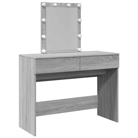 Dressing Table with LED Grey Sonoma 100x40x130 cm Dressing Table with LED Grey Sonoma 100x40x130 cm