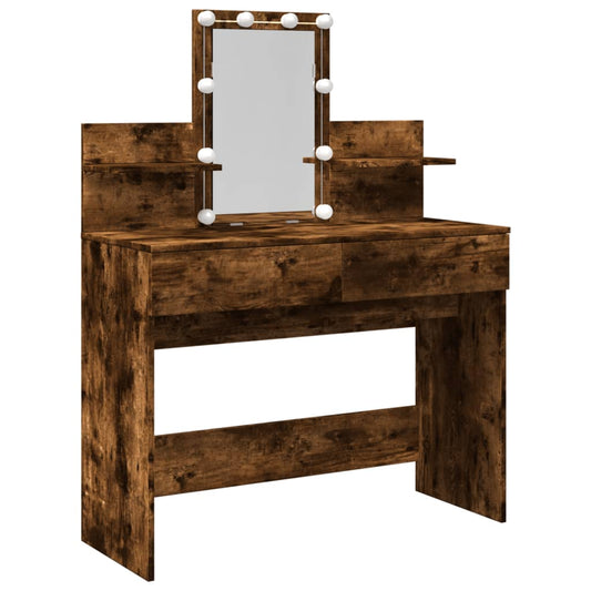 Dressing Table with LED Smoked Oak 100x40x130 cm Dressing Table with LED Smoked Oak 100x40x130 cm