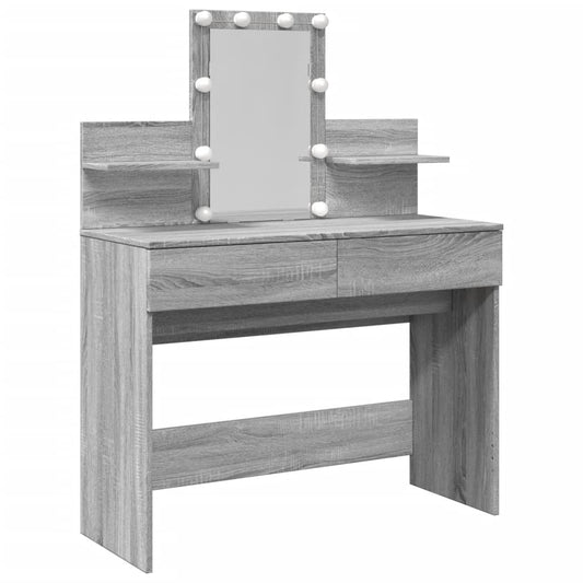 Dressing Table with LED Grey Sonoma 100x40x130 cm Dressing Table with LED Grey Sonoma 100x40x130 cm