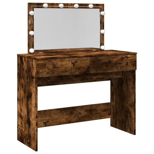 Dressing Table with LED Smoked Oak 100x40x120 cm Dressing Table with LED Smoked Oak 100x40x120 cm