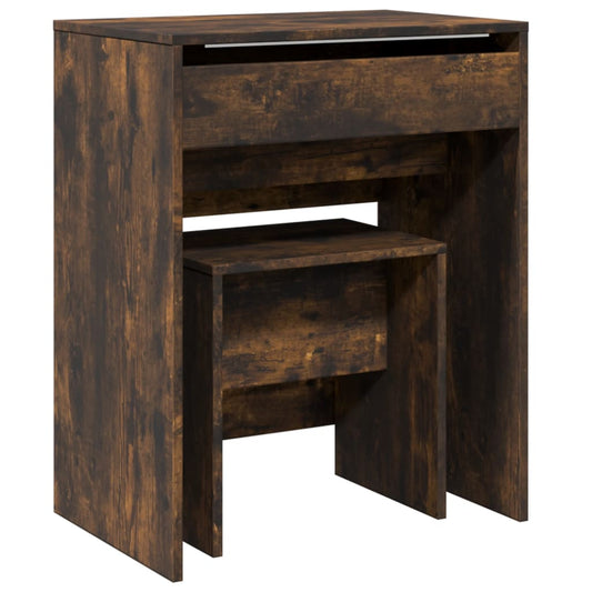 Dressing Table and Stool Smoked Oak 60x40x113.5 cm Dressing Table and Stool Smoked Oak 60x40x113.5 cm