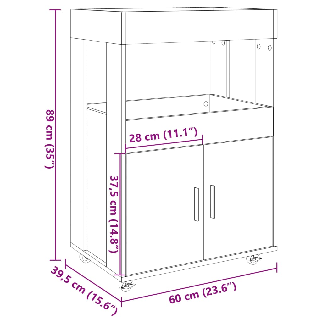 Bar Cart Grey Sonoma 60x39,5x89 cm Engineered Wood