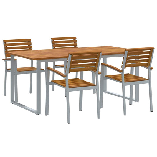 Garden Dining Set 5 pcs Grey Solid Acacia Wood Garden Dining Set 5 pcs Grey Solid Acacia Wood