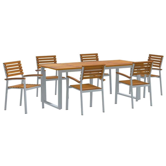 Garden Dining Set 7 pcs Grey Solid Acacia Wood Garden Dining Set 7 pcs Grey Solid Acacia Wood