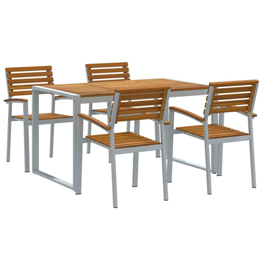 Garden Dining Set 5 pcs Grey Solid Acacia Wood Garden Dining Set 5 pcs Grey Solid Acacia Wood