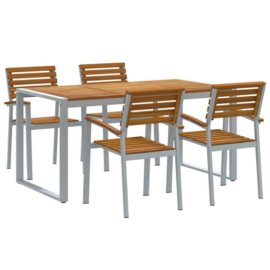 Garden Dining Set 5 pcs Grey Solid Acacia Wood Garden Dining Set 5 pcs Grey Solid Acacia Wood