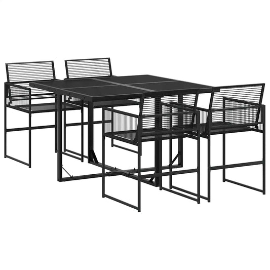 5 Piece Garden Dining Set Black Poly Rattan 5 Piece Garden Dining Set Black Poly Rattan