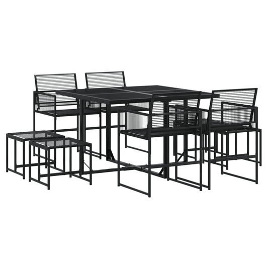 9 Piece Garden Dining Set Black Poly Rattan 9 Piece Garden Dining Set Black Poly Rattan