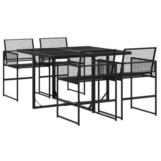 5 Piece Garden Dining Set Black Poly Rattan 5 Piece Garden Dining Set Black Poly Rattan