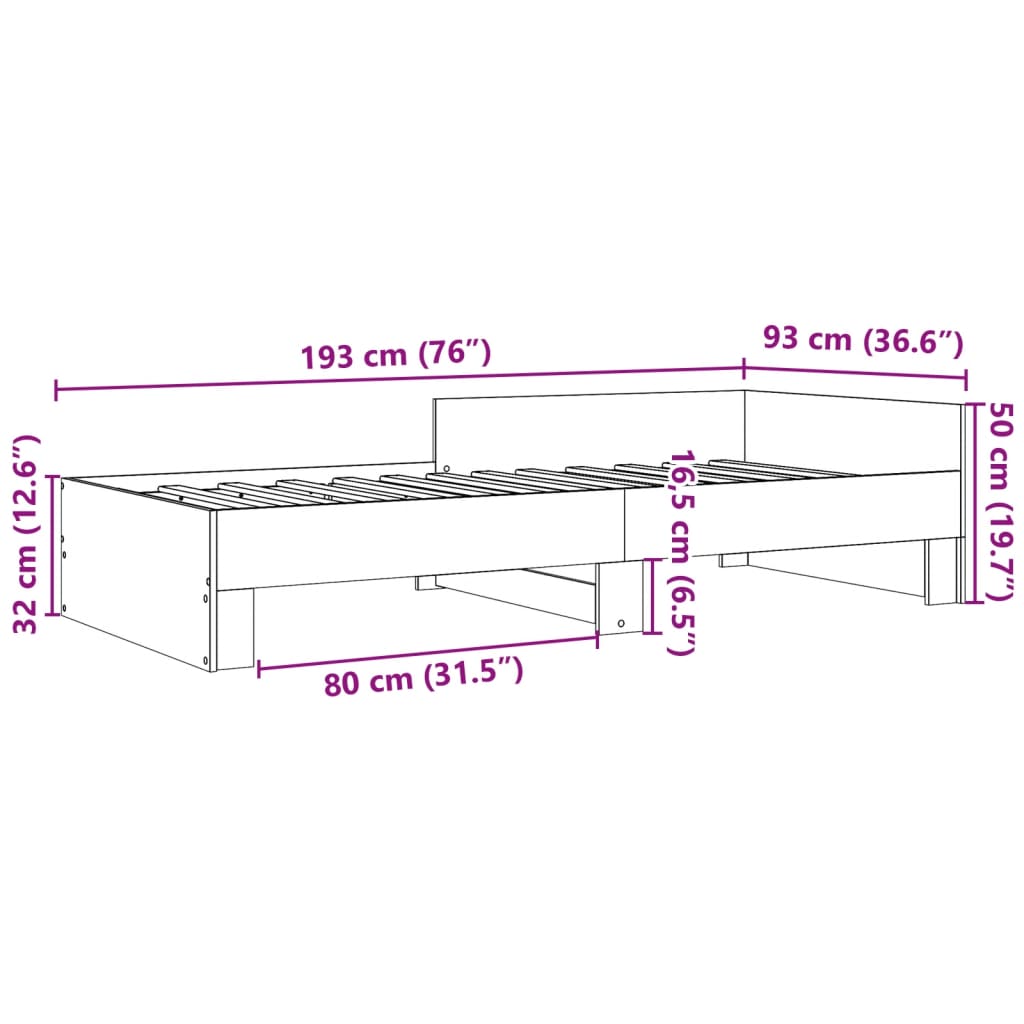 Bed Frame without Mattress Smoked Oak 90x190 cm Engineered Wood