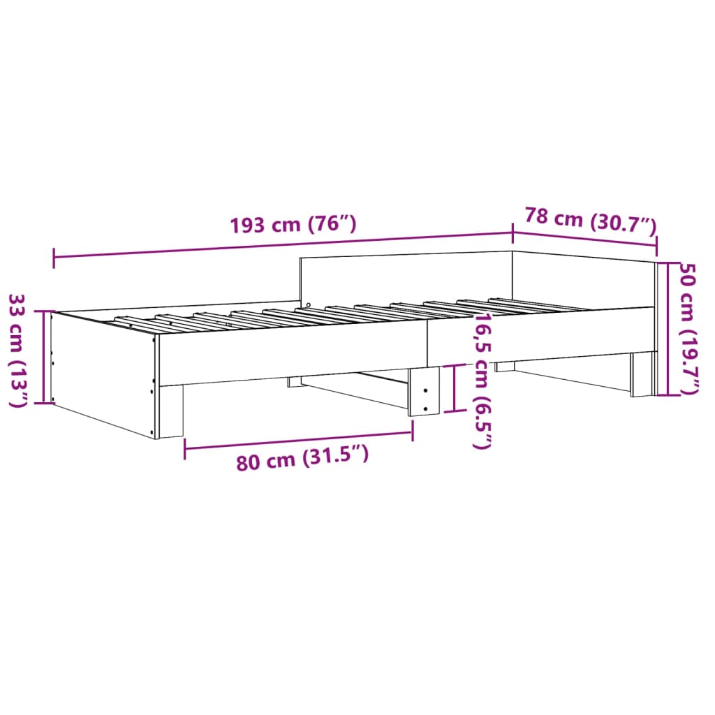 Bed Frame without Mattress White 75x190 cm Engineered Wood