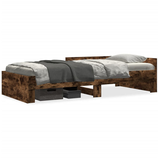 Bed Frame without Mattress Smoked Oak 75x190 cm Small Single Engineered Wood Bed Frame without Mattress Smoked Oak 75x190 cm Small Single Engineered Wood
