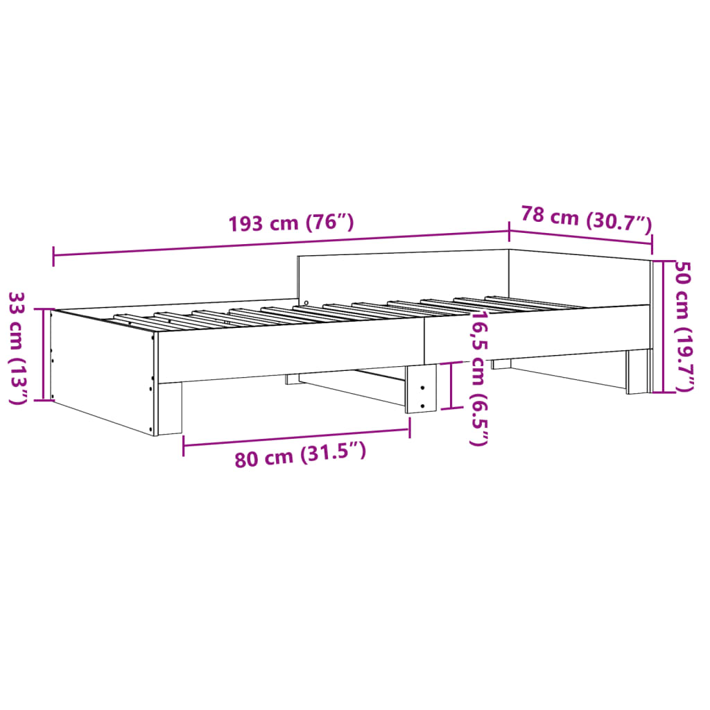 Bed Frame without Mattress Smoked Oak 75x190 cm Engineered Wood