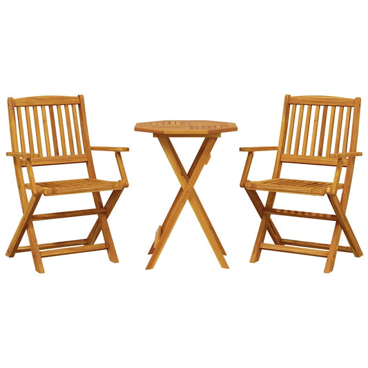 3 Piece Folding Bistro Set Solid Wood Acacia 3 Piece Folding Bistro Set Solid Wood Acacia