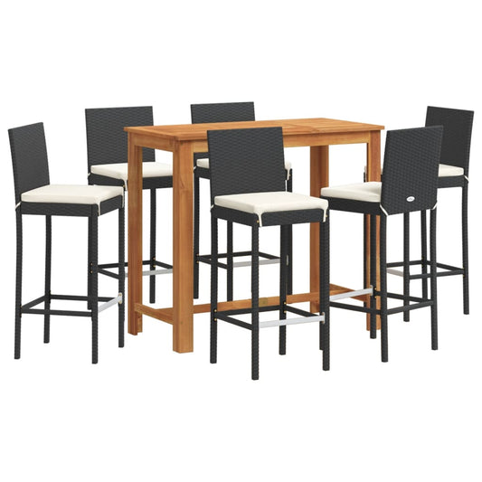 7 Piece Garden Bar Set Black Solid Wood Acacia and Poly Rattan 7 Piece Garden Bar Set Black Solid Wood Acacia and Poly Rattan