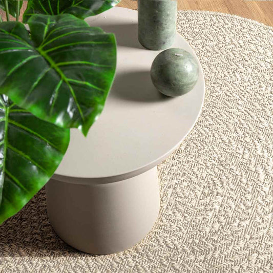 Rug ZIZUR Cream Ø 120 cm Jute Look Indoor and Outdoor Rug ZIZUR Cream Ø 120 cm Jute Look Indoor and Outdoor