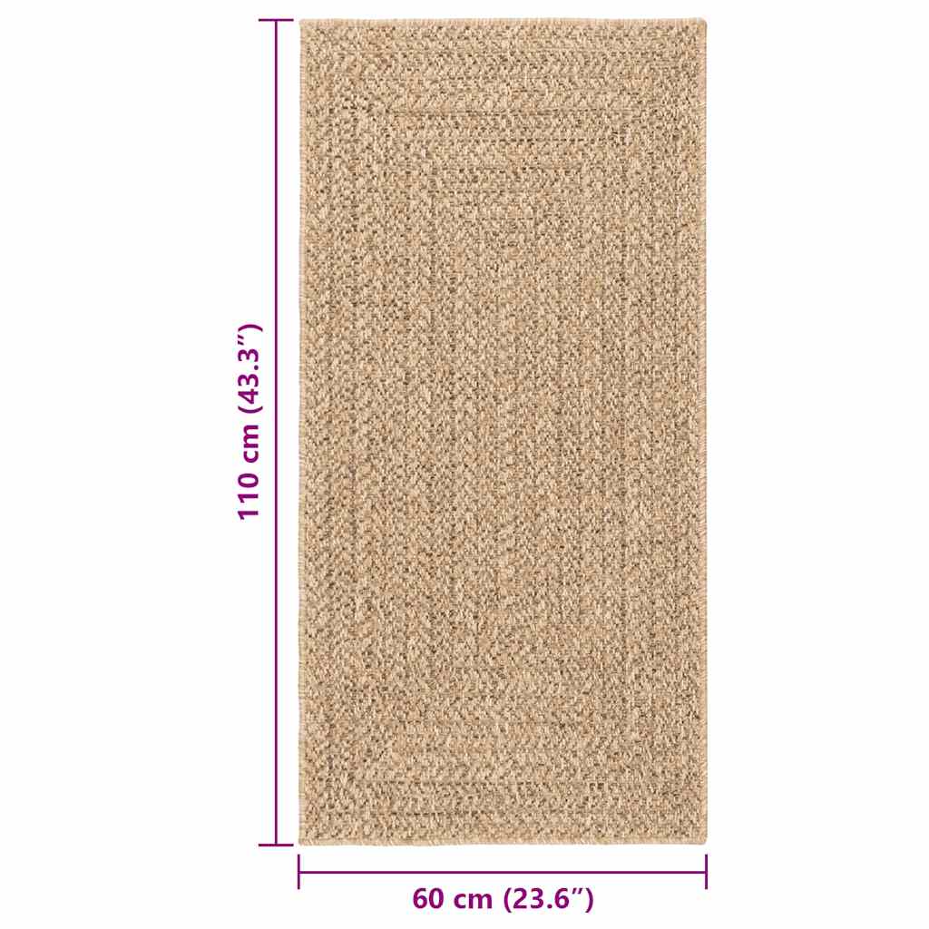 Rug ZIZUR Beige 60x110 cm Jute Look Indoor and Outdoor