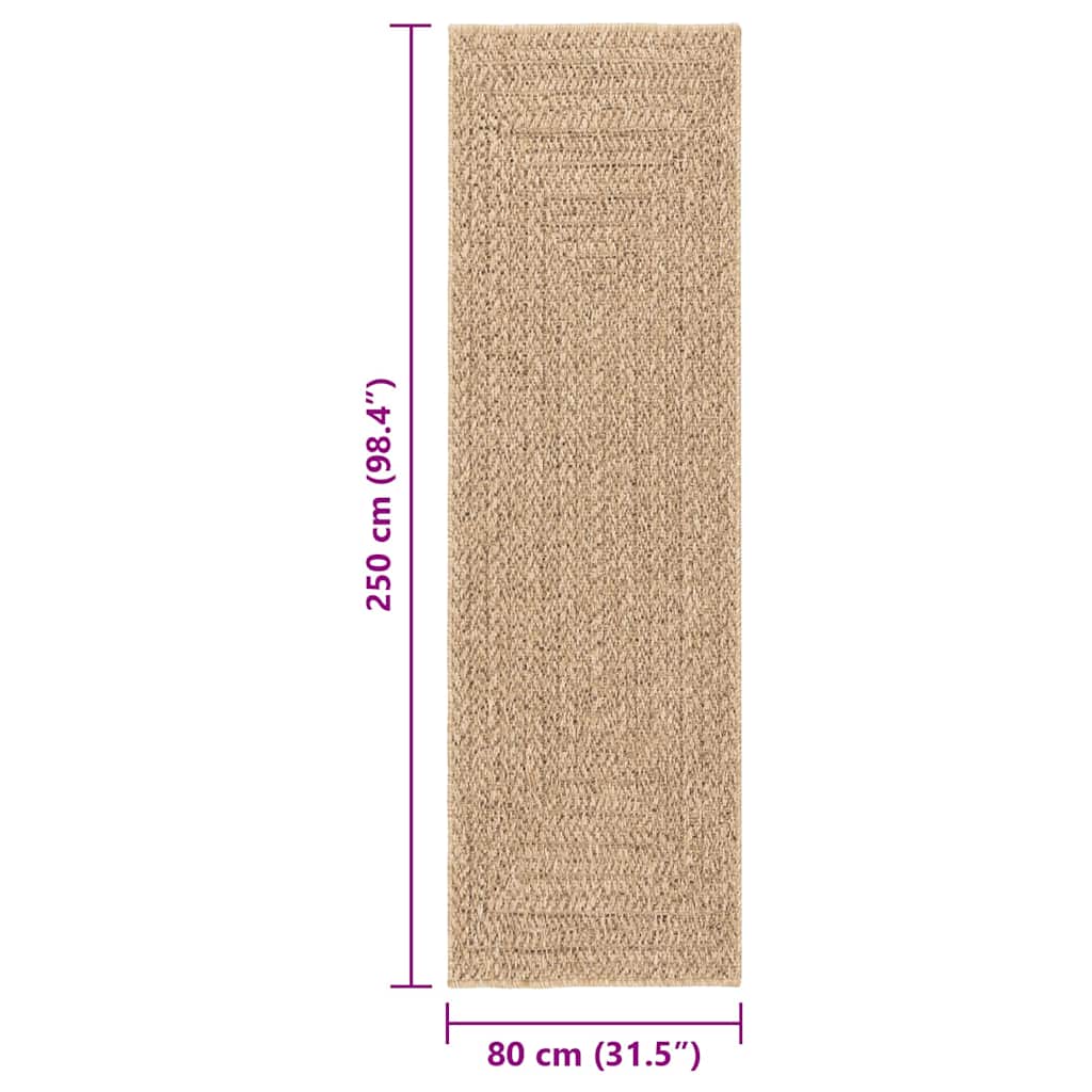Rug ZIZUR Beige 200x200 cm Jute Look Indoor and Outdoor