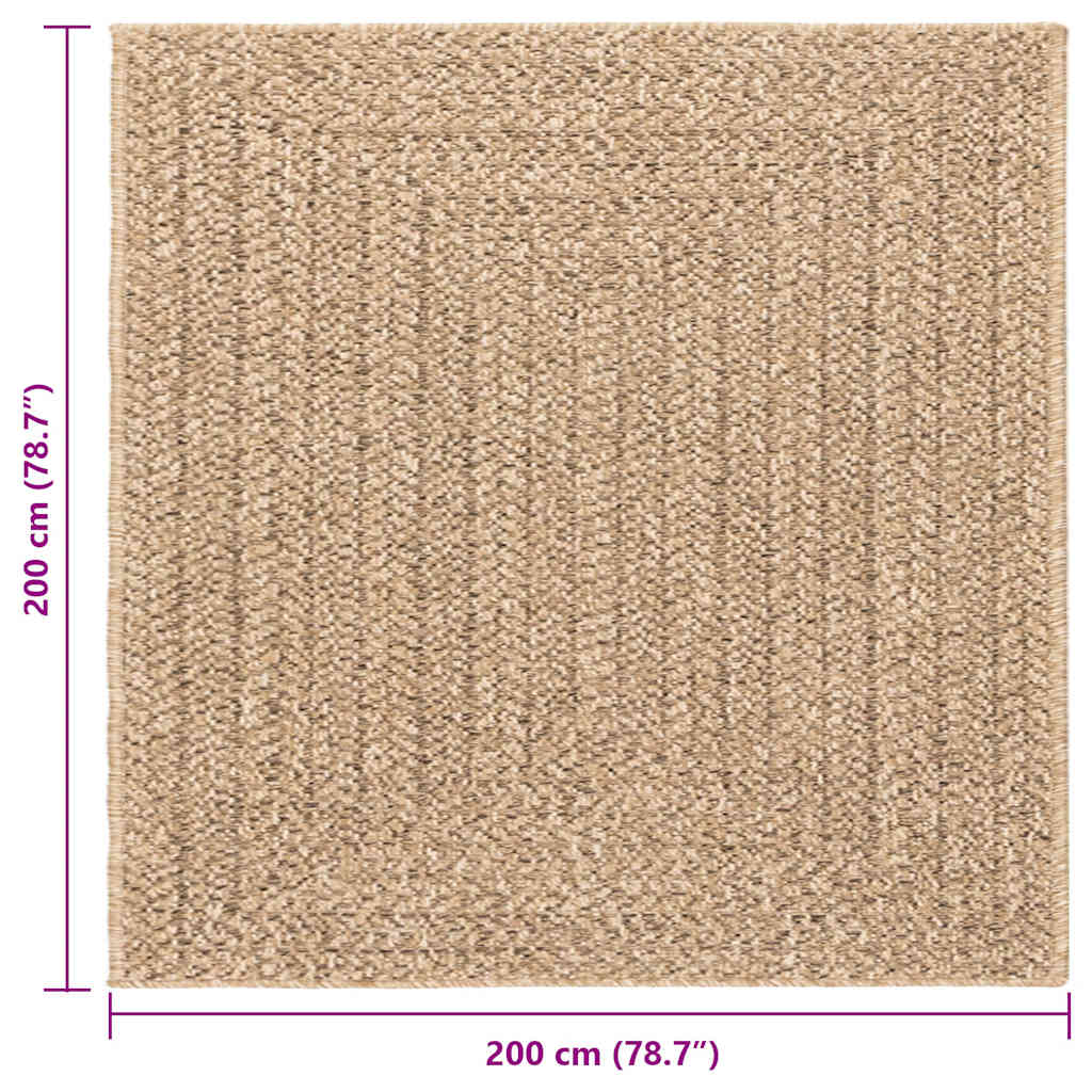 Rug ZIZUR Beige 240x240 cm Jute Look Indoor and Outdoor
