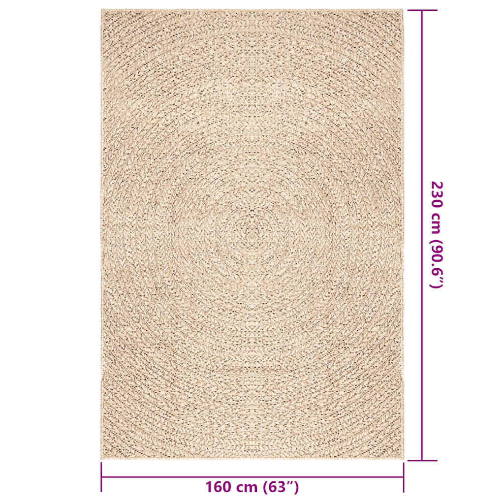 Rug ZIZUR Beige 160x230 cm Jute Look Indoor and Outdoor