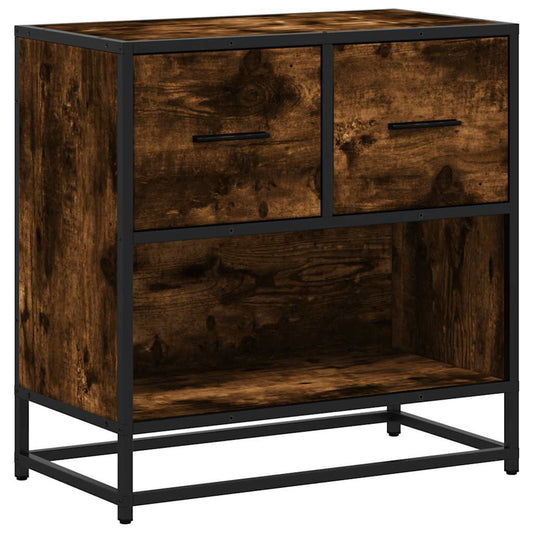 Bedside Cabinet Smoked Oak 60x31x60cm Engineered Wood and Metal Bedside Cabinet Smoked Oak 60x31x60cm Engineered Wood and Metal