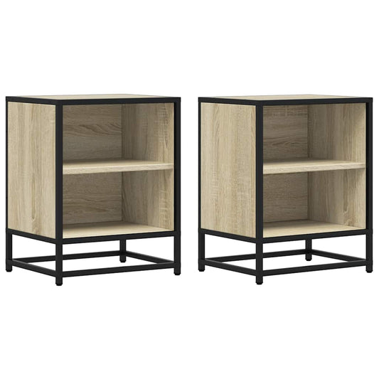 Bedside Cabinets 2 pcs Sonoma Oak 40x31x50 cm Engineered Wood and Metal Bedside Cabinets 2 pcs Sonoma Oak 40x31x50 cm Engineered Wood and Metal