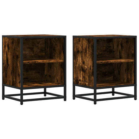 Bedside Cabinets 2 pcs Smoked Oak 40x31x50 cm Engineered Wood and Metal Bedside Cabinets 2 pcs Smoked Oak 40x31x50 cm Engineered Wood and Metal
