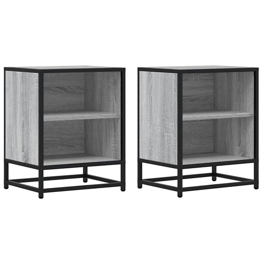 Bedside Cabinets 2 pcs Grey Sonoma 40x31x50 cm Engineered Wood and Metal Bedside Cabinets 2 pcs Grey Sonoma 40x31x50 cm Engineered Wood and Metal