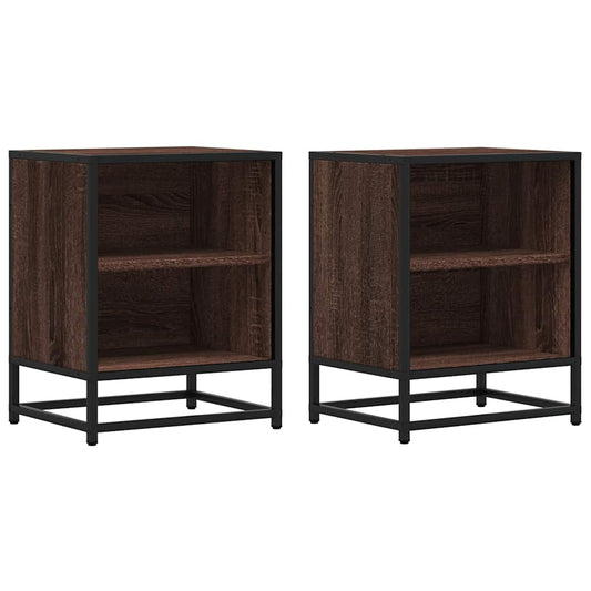 Bedside Cabinets 2 pcs Brown Oak 40x31x50 cm Engineered Wood and Metal Bedside Cabinets 2 pcs Brown Oak 40x31x50 cm Engineered Wood and Metal