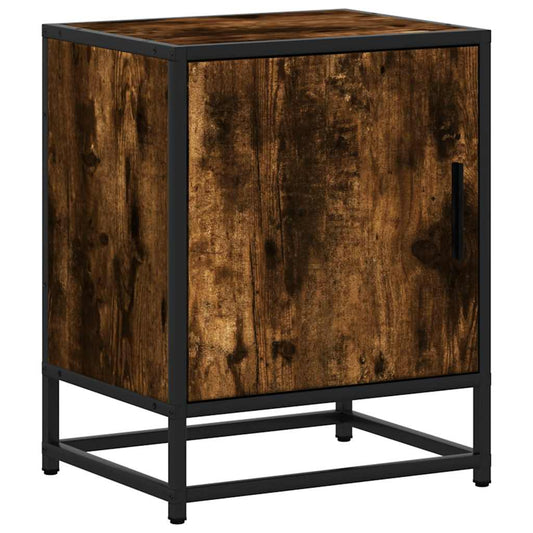 Bedside Cabinet Smoked Oak 40x31x50 cm Engineered Wood and Metal Bedside Cabinet Smoked Oak 40x31x50 cm Engineered Wood and Metal