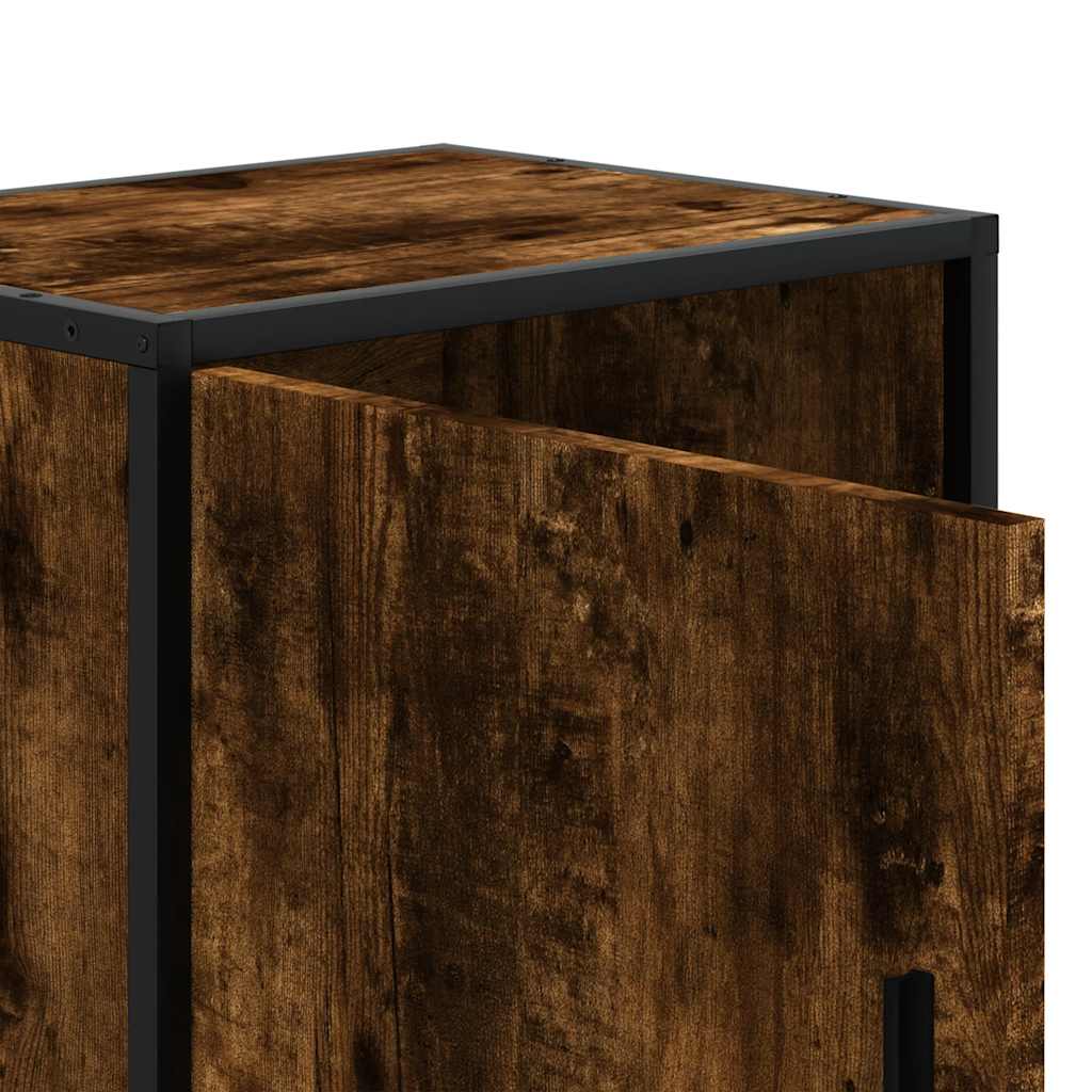 Bedside Cabinets 2 pcs Smoked Oak 40x31x50 cm Engineered Wood and Metal