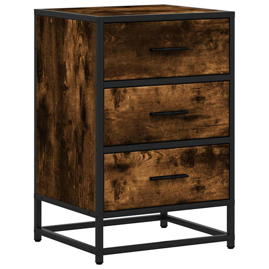 Bedside Cabinet Smoked Oak 40x34.5x60 cm Engineered Wood&Metal Bedside Cabinet Smoked Oak 40x34.5x60 cm Engineered Wood&Metal