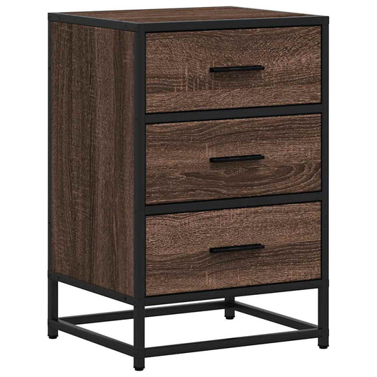 Bedside Cabinet Brown Oak 40x34.5x60 cm Engineered Wood and Metal Bedside Cabinet Brown Oak 40x34.5x60 cm Engineered Wood and Metal