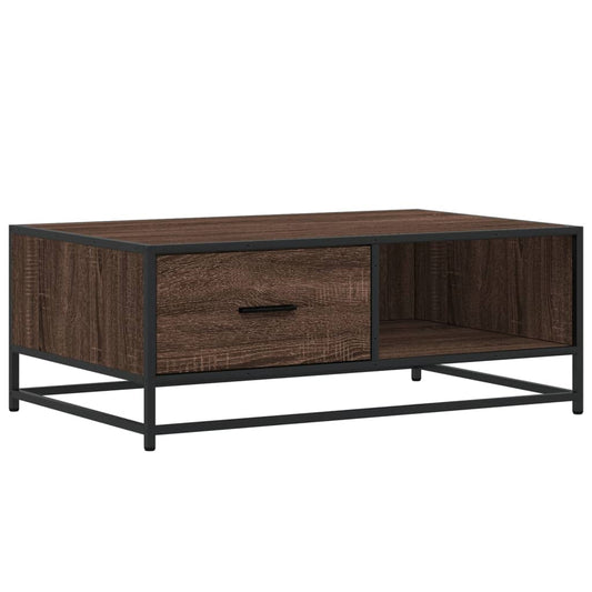Coffee Table Brown Oak 90x57x35 cm Engineered Wood and Metal Coffee Table Brown Oak 90x57x35 cm Engineered Wood and Metal