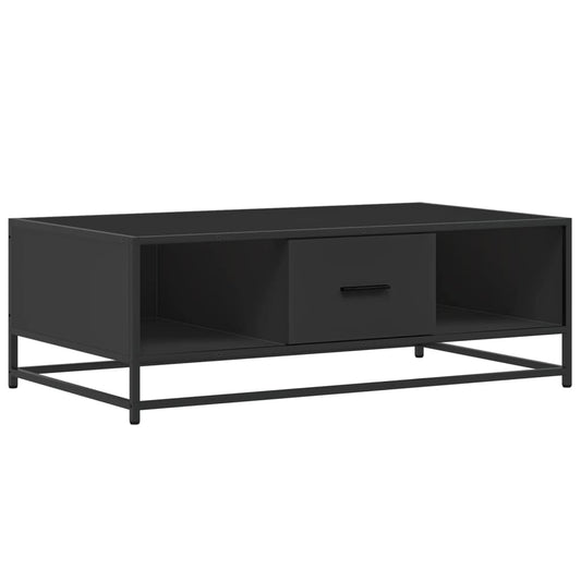 Coffee Table Black 100x57x35 cm Engineered Wood and Metal Coffee Table Black 100x57x35 cm Engineered Wood and Metal