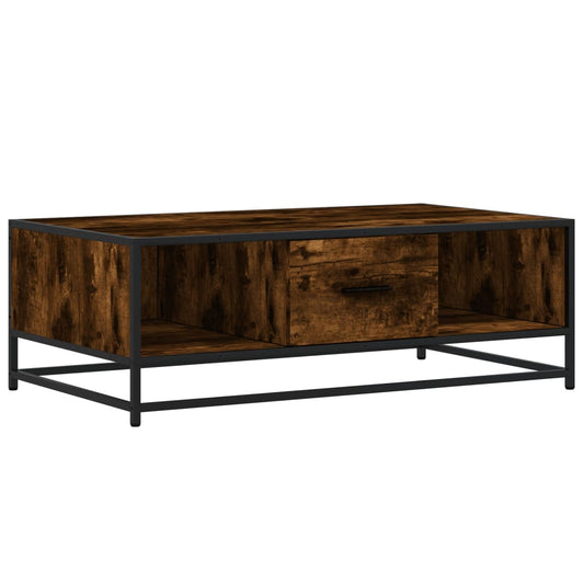 Coffee Table Smoked Oak 100x57x35 cm Engineered Wood and Metal Coffee Table Smoked Oak 100x57x35 cm Engineered Wood and Metal