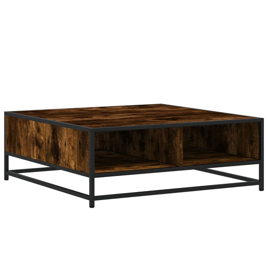 Coffee Table Smoked Oak 80x80x30 cm Engineered Wood and Metal Coffee Table Smoked Oak 80x80x30 cm Engineered Wood and Metal